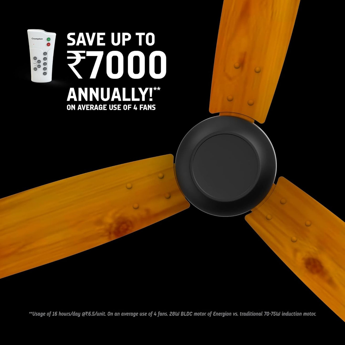 Crompton Energion Groove Remote BLDC Ceiling Fan (48" Inch)