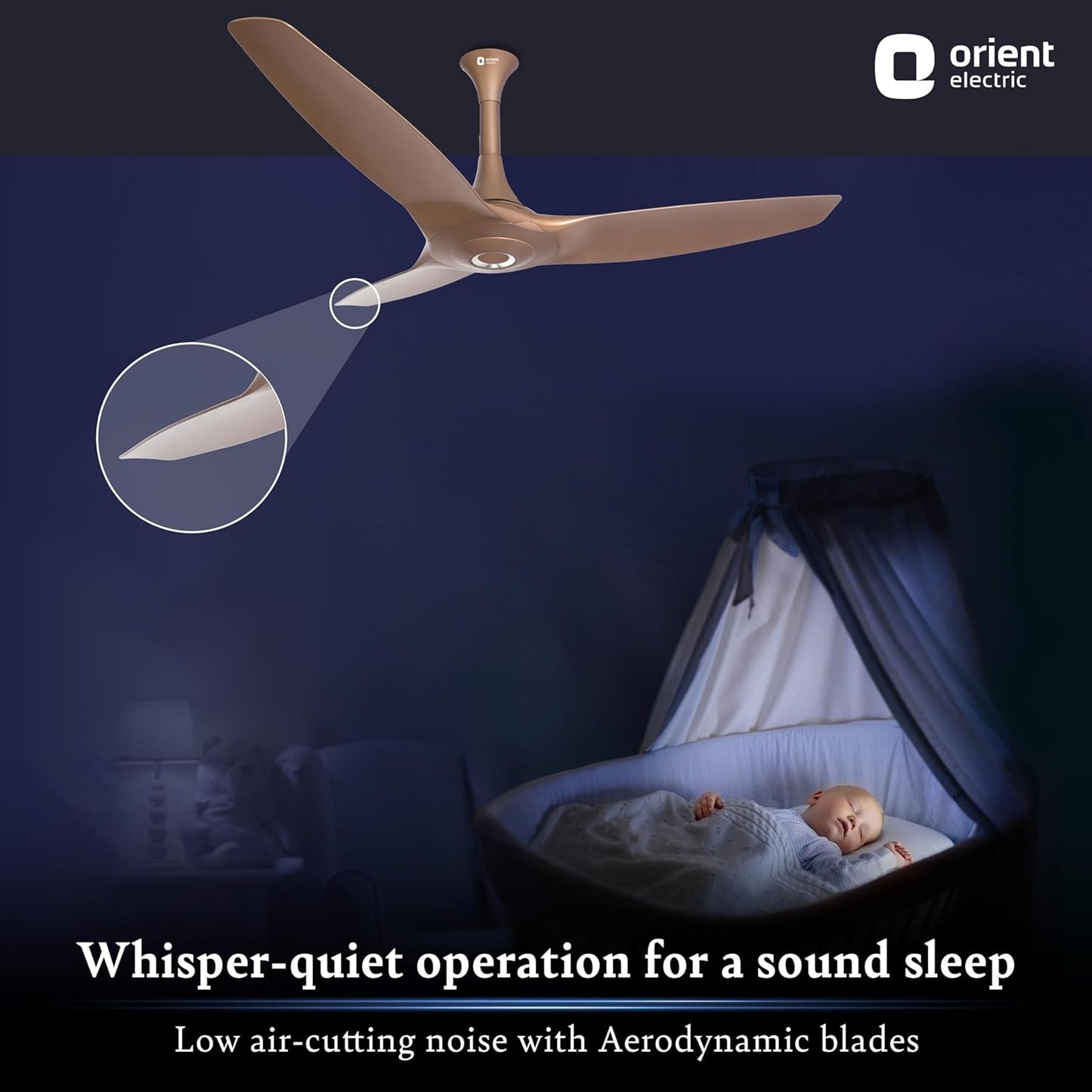 Orient Electric Aeroquiet BLDC Ceiling Fan Caramel Brown 1200mm (48" Inch)