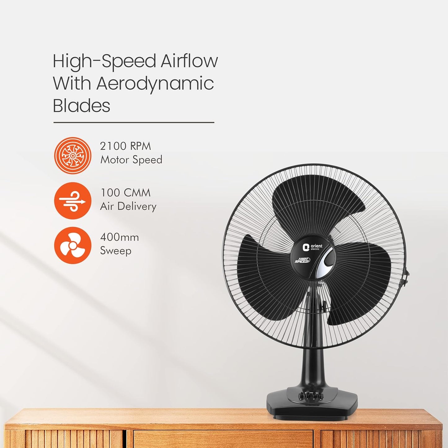 Orient Electric Table 27 Trendz Table Fan Slate Grey (16" Inch)