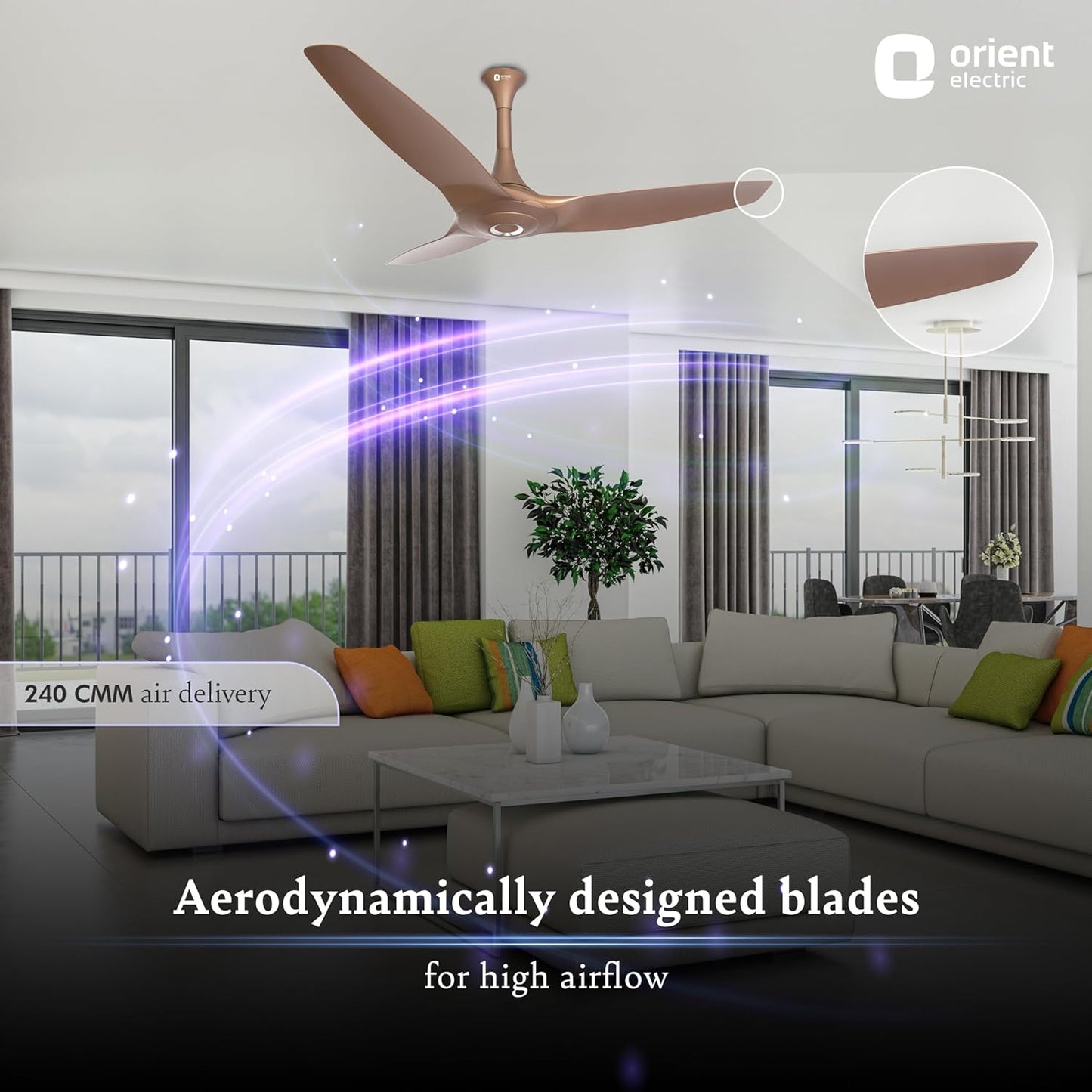 Orient Electric Aeroquiet BLDC Ceiling Fan Caramel Brown 1200mm (48" Inch)