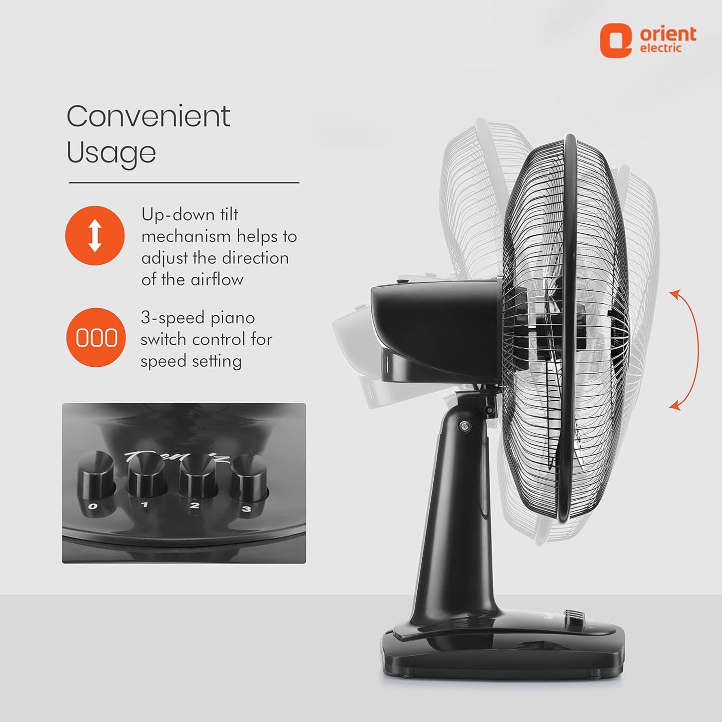 Orient Electric Table 27 Trendz Table Fan Slate Grey (16" Inch)