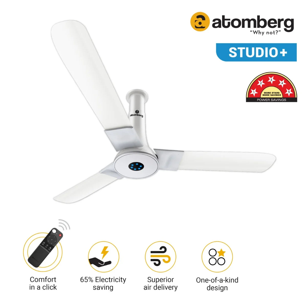 Atomberg Studio + BLDC Ceiling Fan 1200mm With Remote