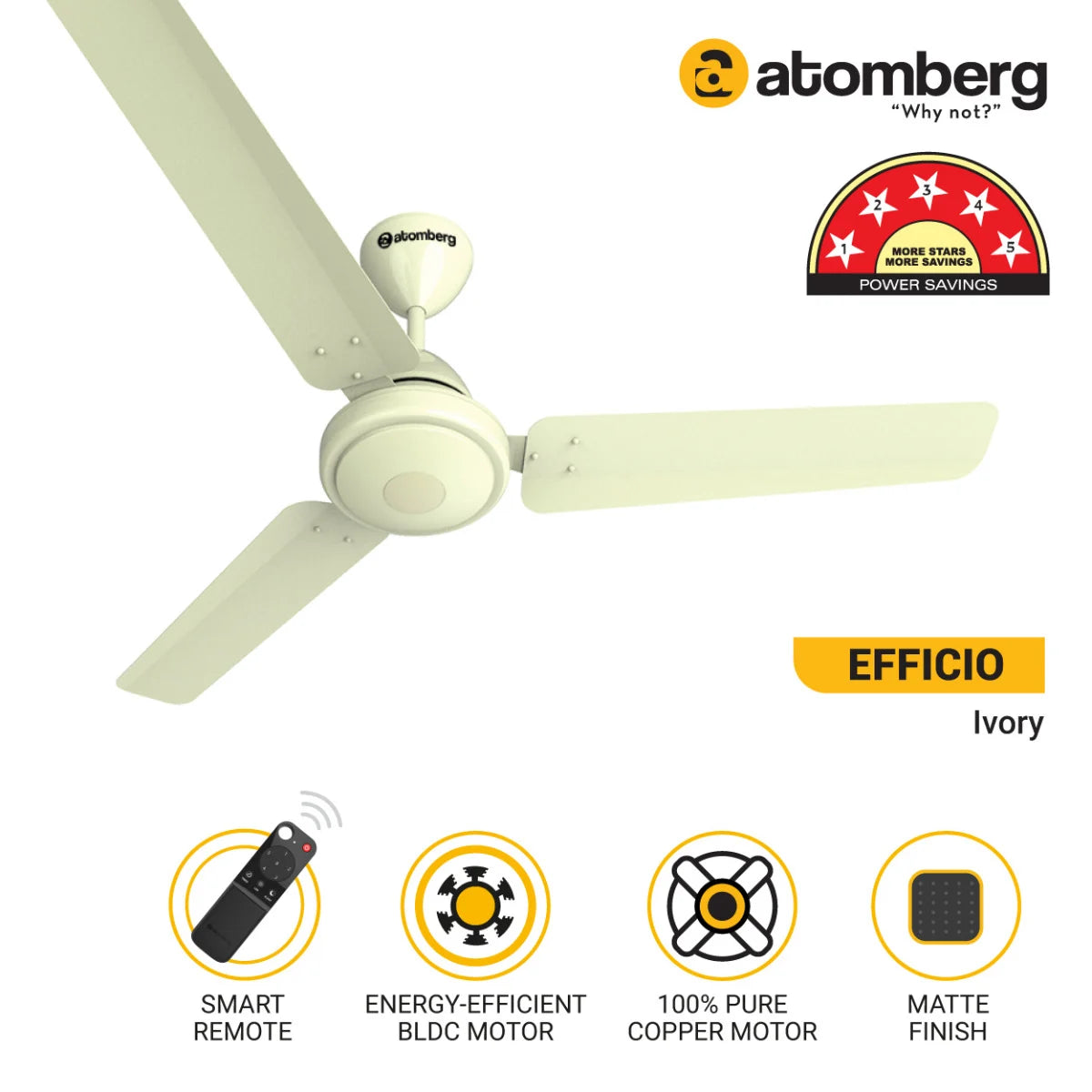 Atomberg Efficio BLDC Ceiling Fan 1200mm