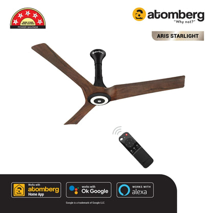 Atomberg Aris Starlight BLDC Ceiling Fan 1200mm Dark Teakwood