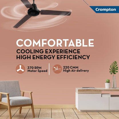 Crompton Energion HS Wood 1200mm (48 inch) BLDC Ceiling Fan (Dark Walnut)