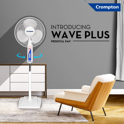 Crompton High Flo Wave Plus Pedestal Fan (16" inch) White