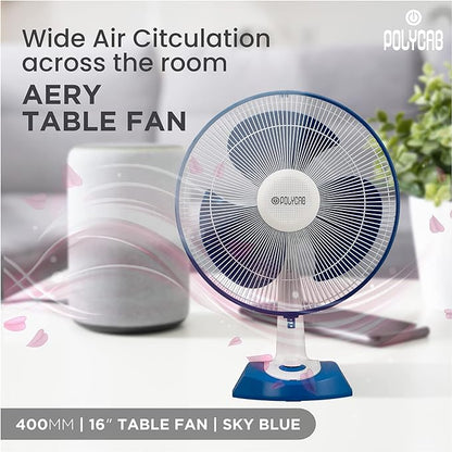 Polycab Aery Table Fan - Sky Blue(16" Inch)