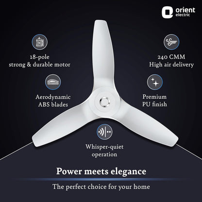 Orient Electric Aeroquiet BLDC Ceiling Fan White 1200mm (48" Inch)