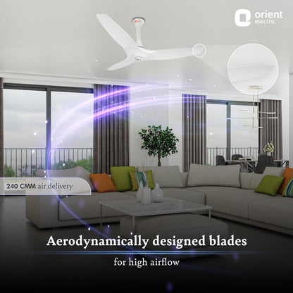 Orient Electric Aeroquiet BLDC Ceiling Fan White 1200mm (48" Inch)