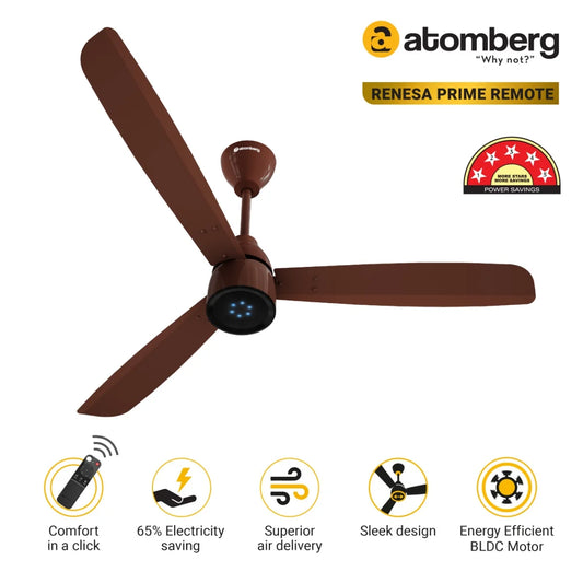 Atomberg Renesa Prime Remote 1200mm BLDC Motor 5 Star Rated Sleek Ceiling Fan