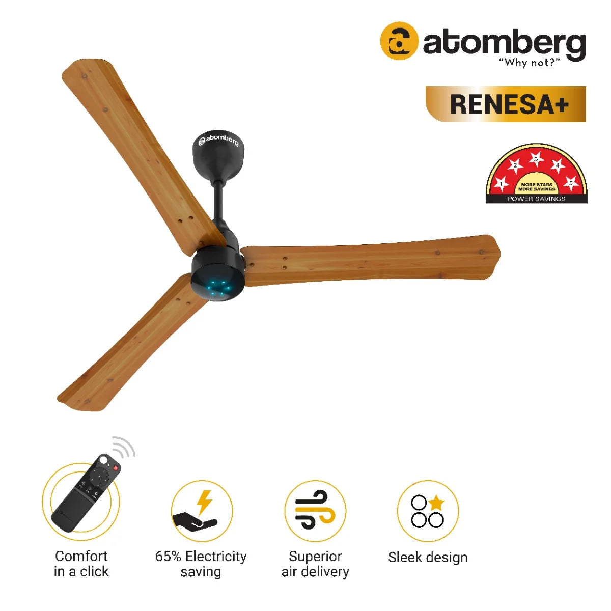 Atomberg Rensa + BLDC Ceiling Fan 1200mm With Remote