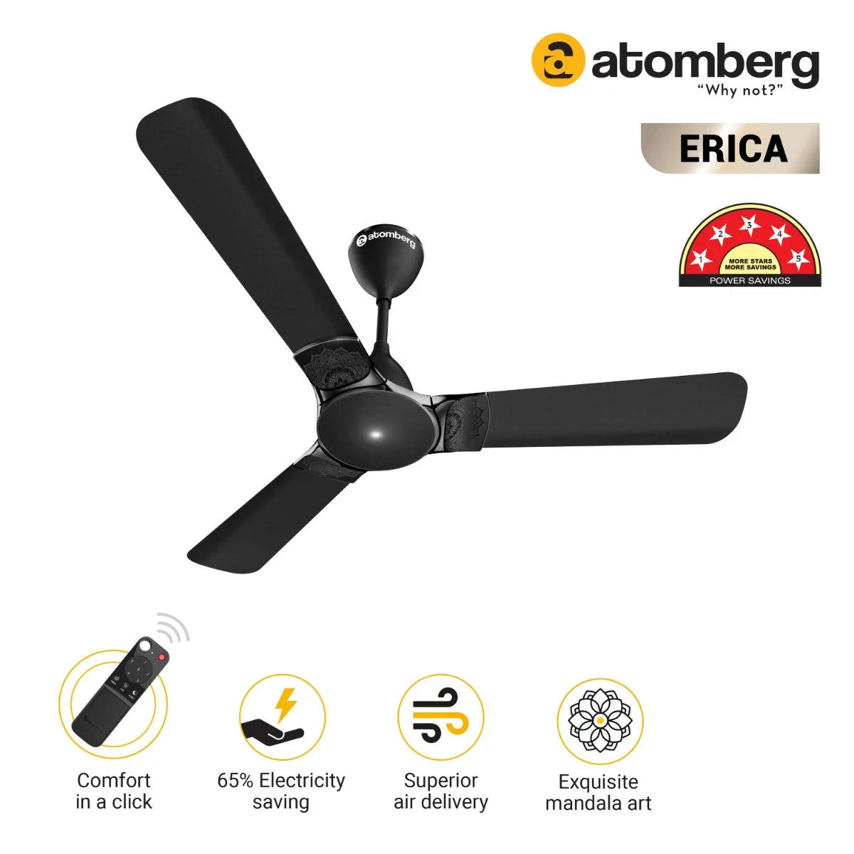 Atomberg Erica BLDC Ceiling Fan 1200mm With Remote