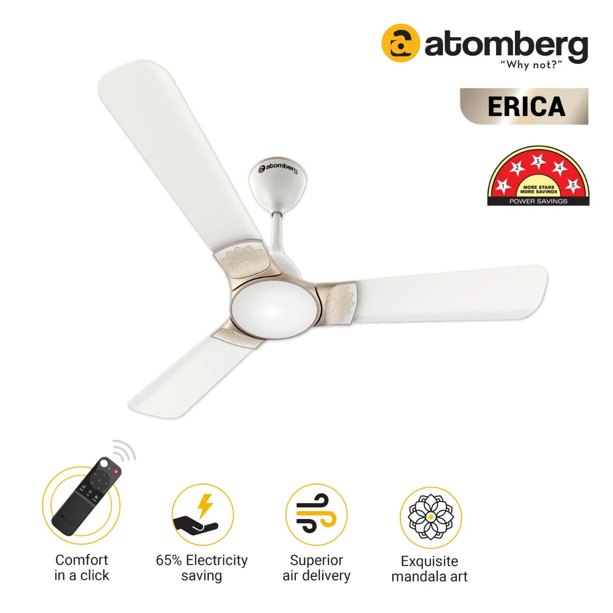 Atomberg Erica BLDC Ceiling Fan 1200mm With Remote